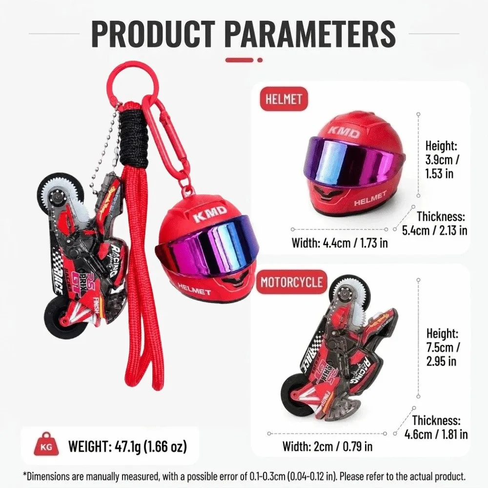 Kreativer Motorradhelm-Schlüsselanhänger, Karabiner-Clip aus Legierung, Mini-Schlüsselanhänger im Biker-Stil, geflochtenes Schlüsselband, Renn-Schlüsselanhänger, Schlüsselhalter – Detail 1