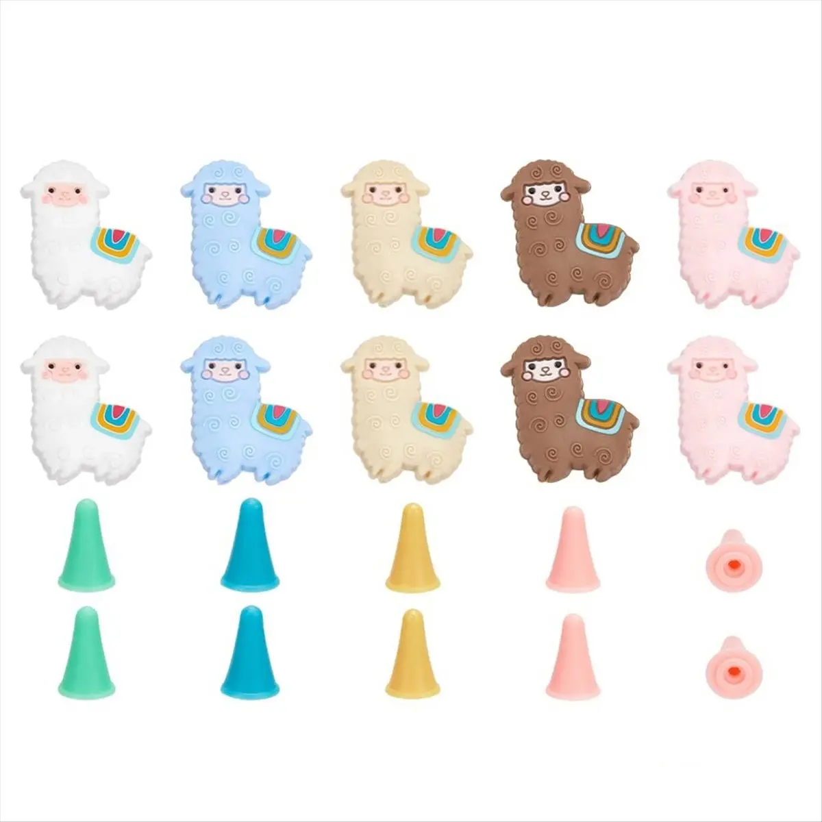 【TODAY-BUY】10 Pcs Alpaca Shape Knitting Needle Stoppers, 30 Pcs Knitting Needle Point Protectors Silicone Stoppers Knitting