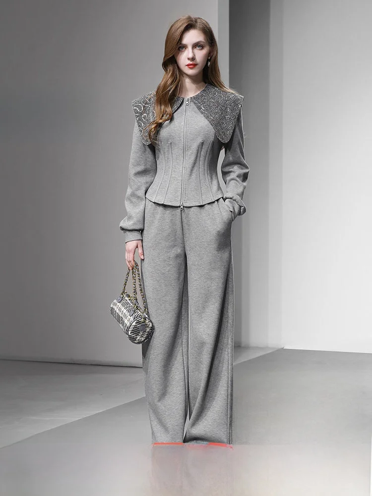 

Spring 2026 High Waist Long Sweatpants Faionable Spor Sle Wide Leg Casual Trousers for Women Straight Hem