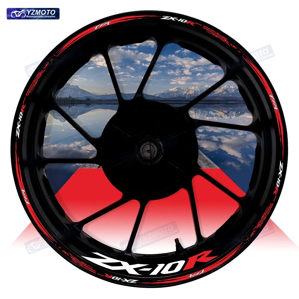 

For ZX-10R ZX10R ZX 10R Motorcycle 17 Inch Front And Rear Wheel Sticker Hub Decal Reflective Waterproof Decorative Rim Stickers