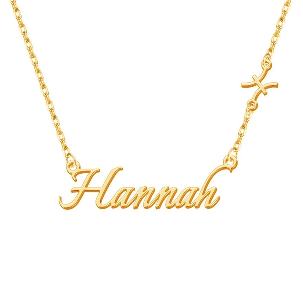 

Vintage Stainless Steel Zodiac Name Necklace For Women Custom Constellation Signs Personalized Jewelry Collana Uomo