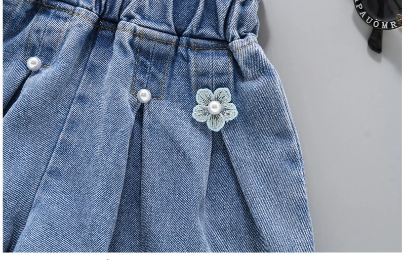 Summer Kid Girls\' A-line Shaped Denim Shorts Korean Fashion Hot Pants New Children\'s Jeans 3-12Year Young Girls\' Shorts Jeans