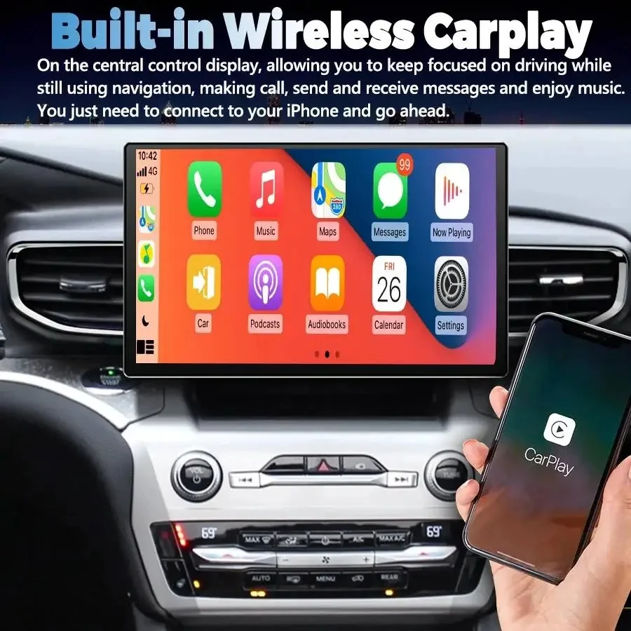 Multimedia Video Radio CarPlay Navigation Player For Ford Explorer 2021-2025 Android 4G Touch Screen Stereo Head Unit 12.5