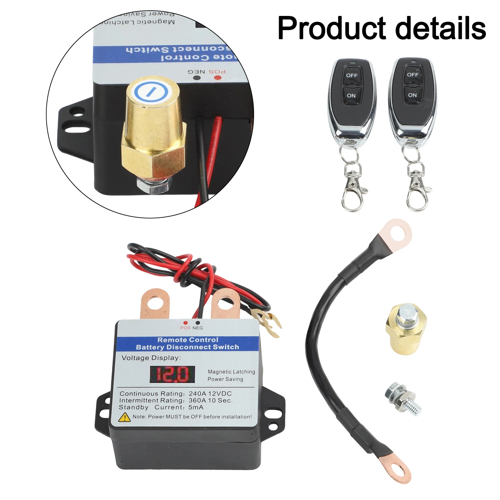 

Package Content DC A Battery Isolator Switch Anti Theft Disconnect Switch Negative Pole Installation Caravans Cars