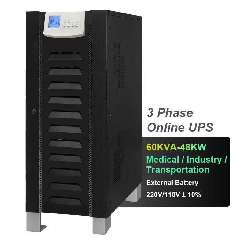 Cwups Customized 60kva Three Phase Factory Industrial Backup Power Supply Low Frequency Online Ups Ups With 1 2 3 4 Hour Backup