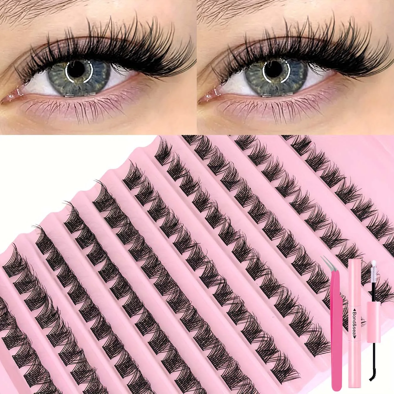 30D/40D/80D 混合長さ 8-16mm ボリュームのあるつけまつげ、接着剤とピンセット付き、DIY アプリケーションやお祝いの機会に