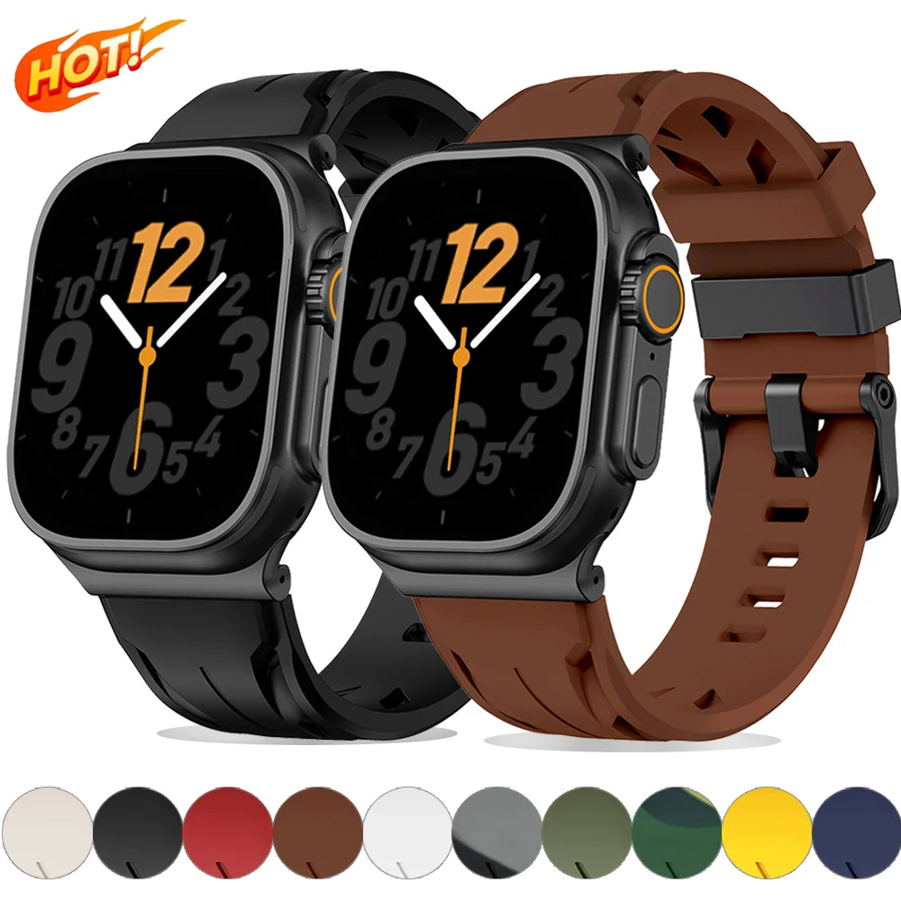 Silikonarmband für Apple Watch Ultra 49mm Herren Sport Schweißfestes Band für iWatch 11 10 9 8 7 6 SE 46 45 44mm Armband Zubehör