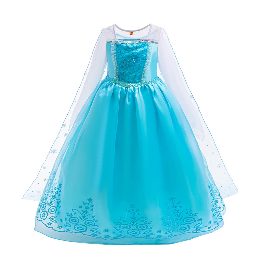 Disney New Elsa Dress for Girls 3-10 Yrs Halloween Carnival Easter Party Girl Cosplay Princess Elsa Dress + Accessories Set