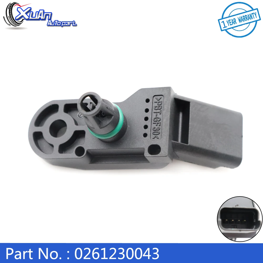 XUAN 0261230043 New Manifold Absolute Boost Air Pressure MAP Sensor For CITROEN SAXO XSARA FIAT FIORINO Box QUBO 1920 AJ