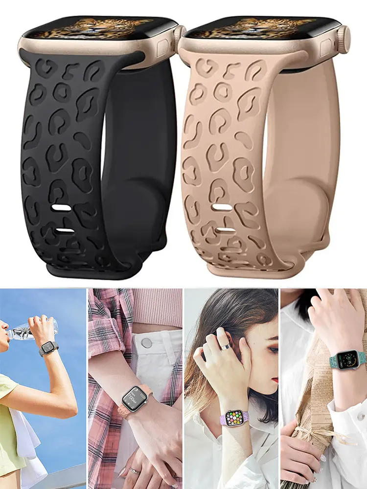 Pulseira Correa Gravada, iWatch Series Ultra 7, SE, 3, 6, 8, 5, 4, 45mm, 44mm, 42mm, 41mm, bracelete para Apple Watch, 40 milímetros, 49 milímetros,