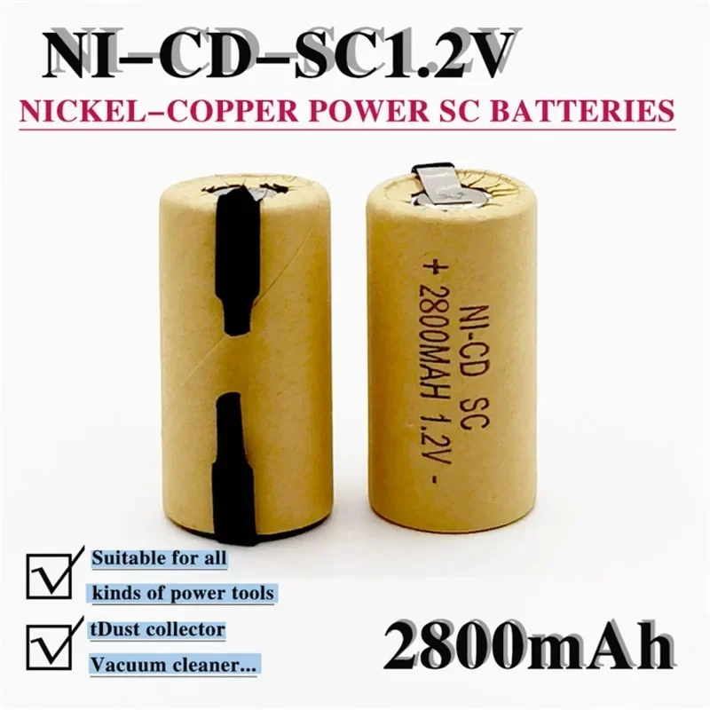 2800mAh SC NiCad Rechargeable Battery for Bosch Hitachi and DeWalt Power Tools, Screwdriver Battery, 1.2V, High Quality