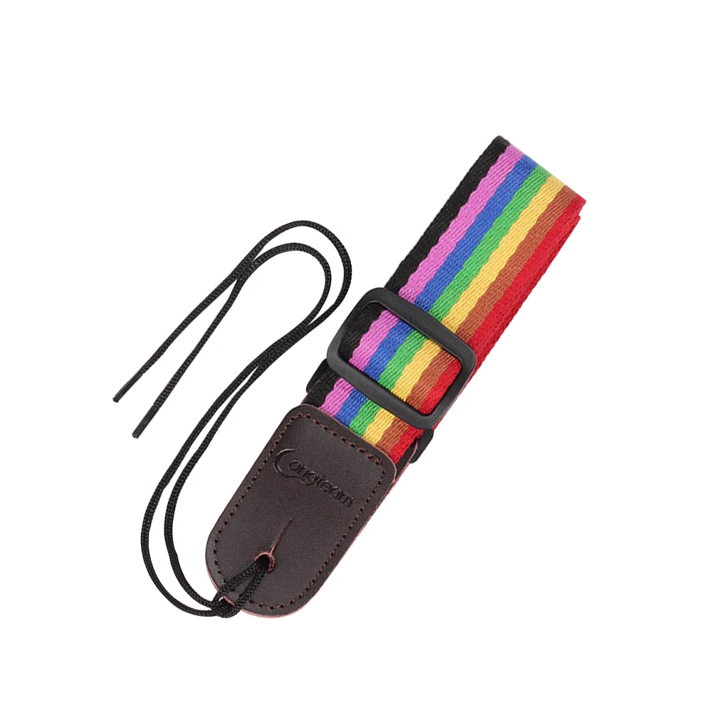 Ukulele Strap Rainbow Color Adjustable Ukulele Shoulder Strap Soft Polyester Woven Colourful Strap for Ukulele String Instrument