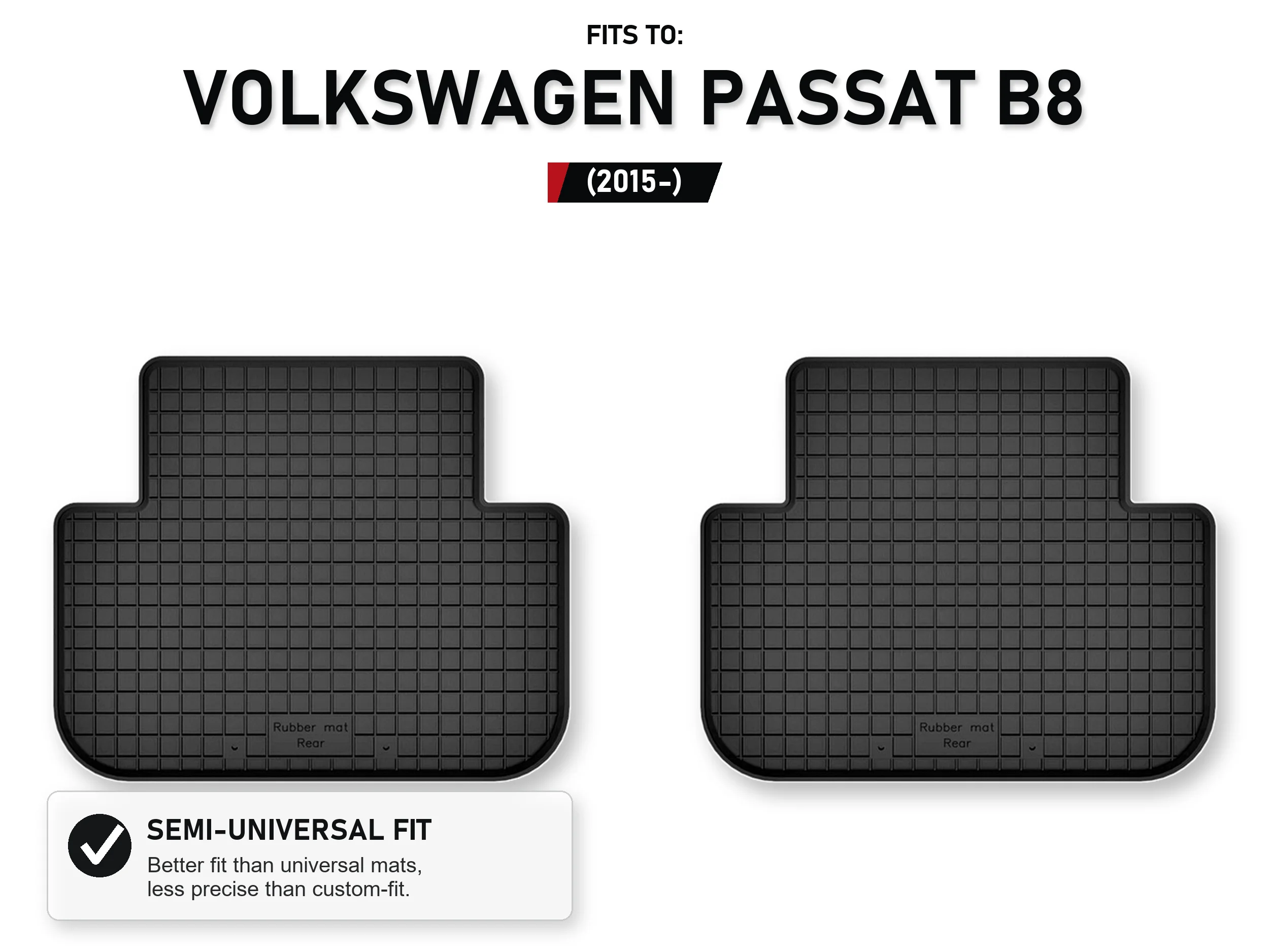 Rubberen bakmatten achteraan voor: Volkswagen Passat B8 2015-, 2 stuks