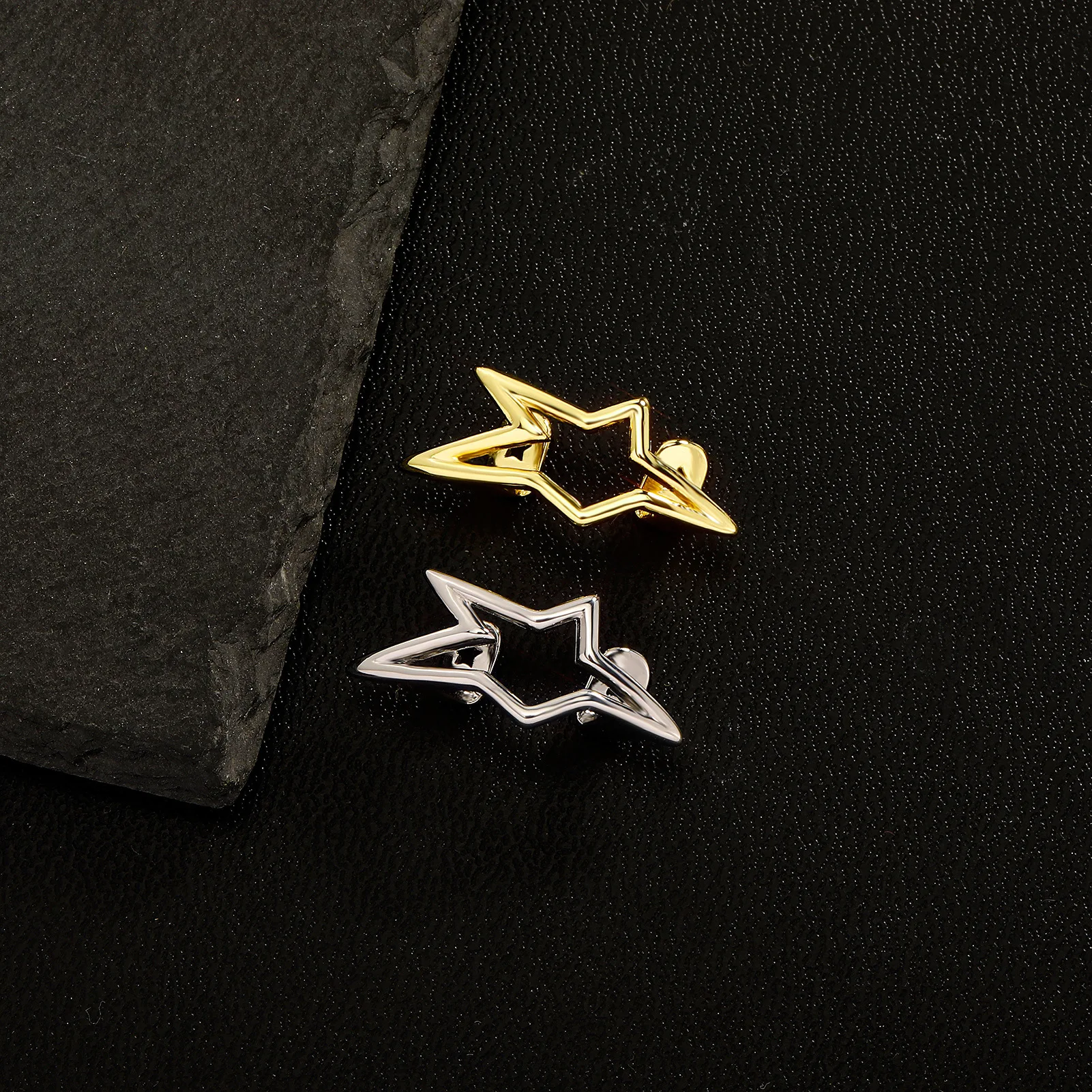 YOUNGX سايبر بانك غير النظامية الجوف ستار الأسنان قبعات للنساء الرجال Y2K هندسية لامعة الخماسي الأسنان Grillz مجوهرات عيد الميلاد #3