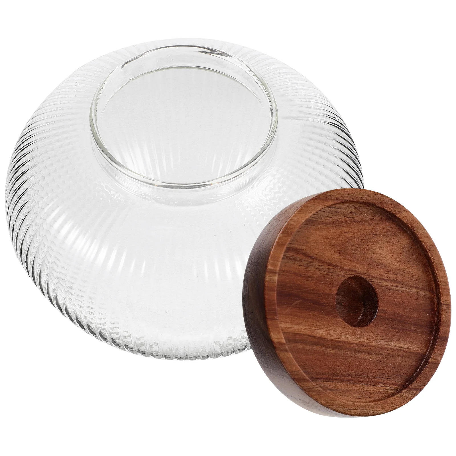 

Glass Storage Jars Airtight Containers Wood Lid Transparent Material Safe Sanitary Multi Functional Home Candy Snack Tea Grains