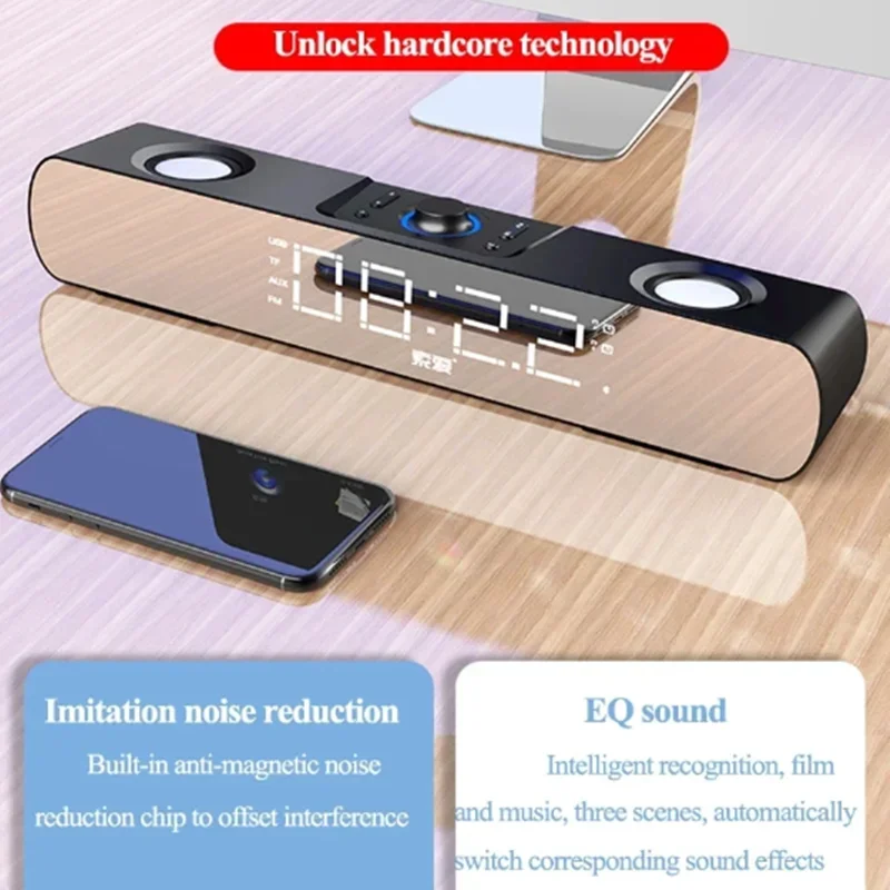 Bluetooth speakers multi-function audio computer audio LED display sound bar with clock home theater amplifier