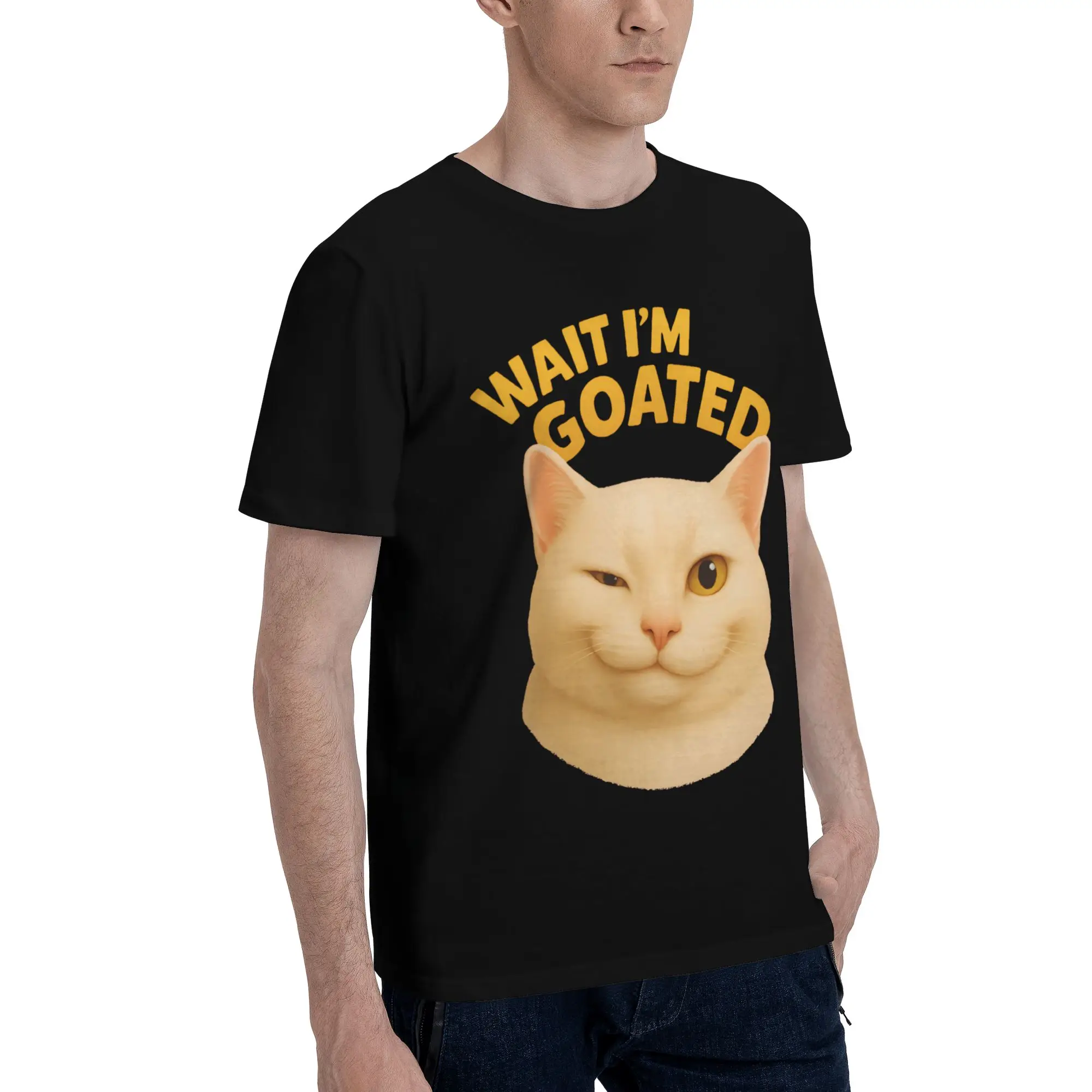 Printed Wait I'M Goated Funny Meme T Shirt for Men Women  Pure Cotton T-shirts Short Sleeve Tops