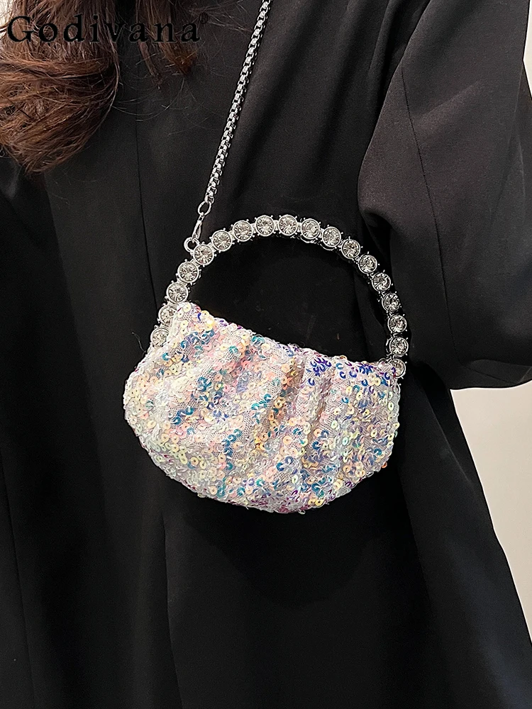 

Fashionable Sequins Women's Shoulder Bags Autumn and Winter New Fashion Hand Bag Dinner Bag Versatile Chain Crossbody Bags