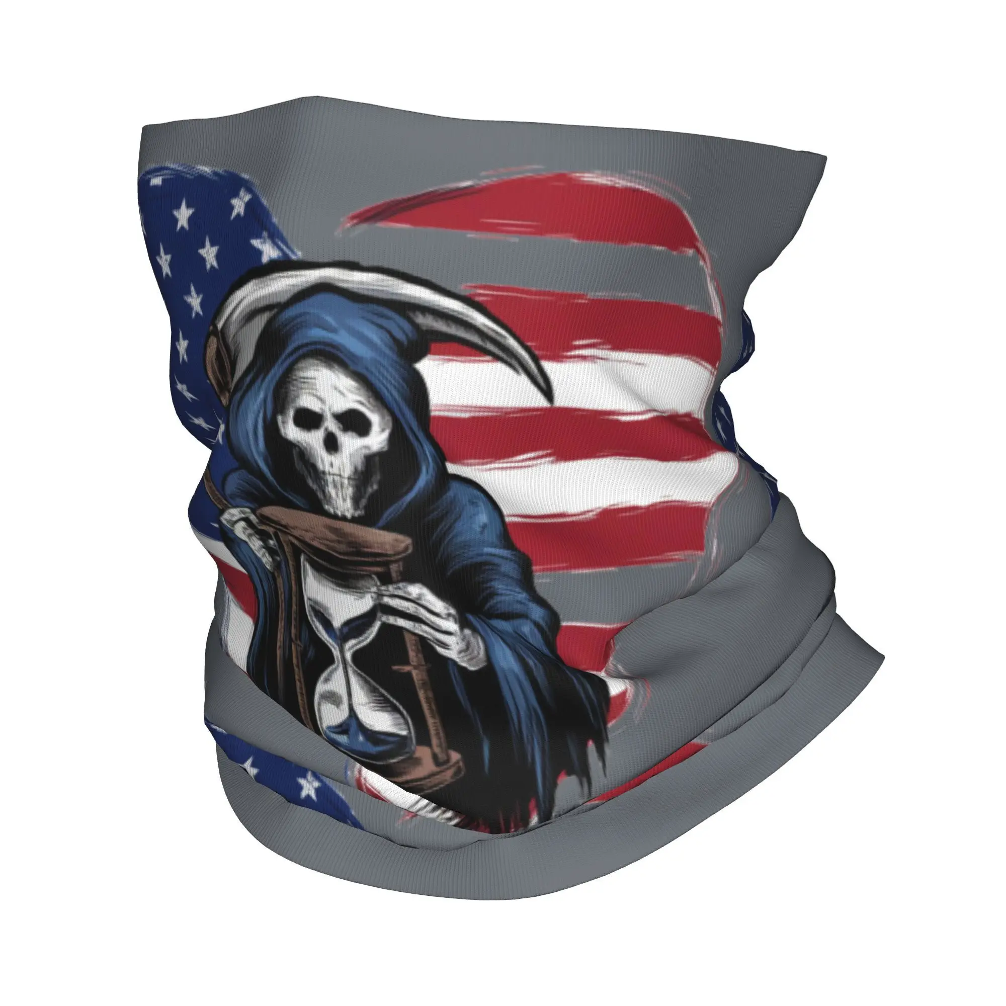 Custom Skull America Flag Heart Winter Headband Neck Warmer Women Men Hiking Running Tube Scarf  Face Bandana Gaiter