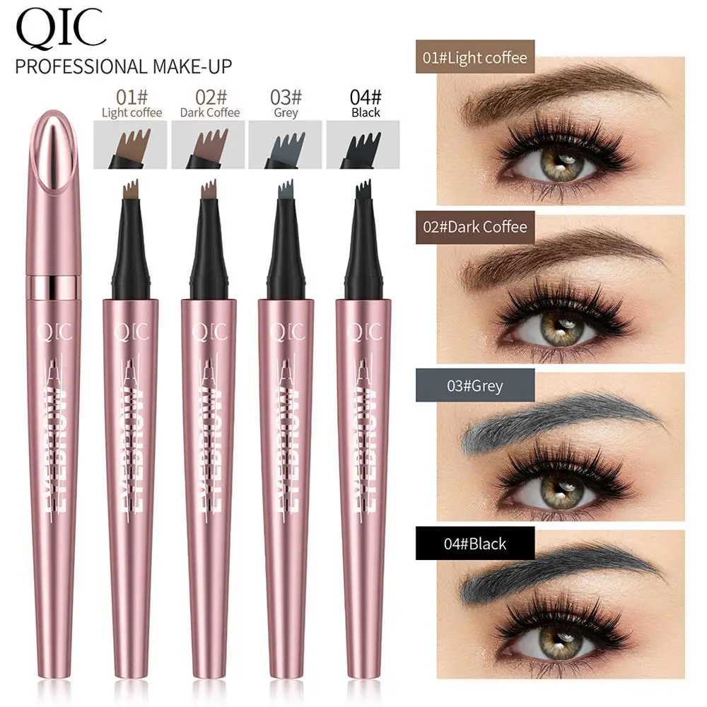 ปากกาเขียนคิ้ว Microblading กันน้ํา - 4 หัวแยก, แต่งหน้าคิ้วดูเป็นธรรมชาติใน 6 สีสําหรับทุกสภาพผิว U4D4