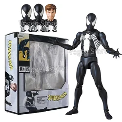 Mafex Black Spider-Man Action Figure PVC Movable Collection 16cm Amazing Maf 147 Venom Spiderman Peter Parker Figurine Model Toy