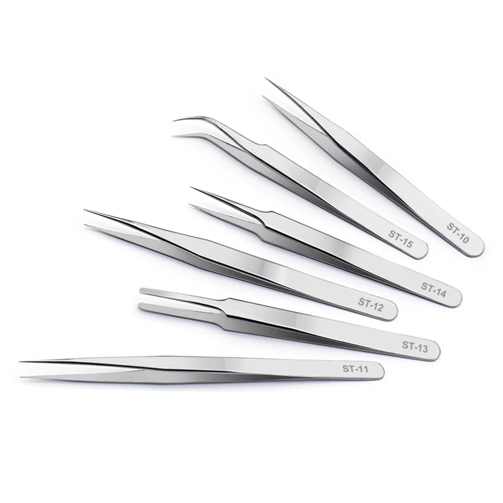 Stainless Steel ST-11/15  Pointed Curved Tweezers for Eyelash Extension,Craft,Jewelry Making,Electronics,Hair Removal，Manicure