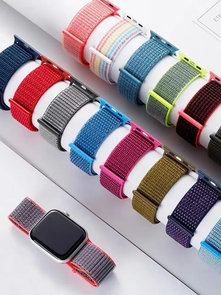 Nylon Loop Strap for apple watch band 44mm 40mm 45mm 41mm 46 42mm 49mm 44 45 mm bracelet iWatch series Ultra 2 10 9 SE 7 6 5 4