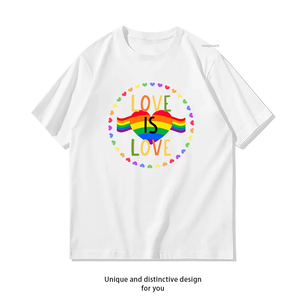 LGBT Love is Love Pride Rainbow Hearts T-Shirt woman man summer cotton graphic t shirts Adult streetwear tops tee Short-sleev