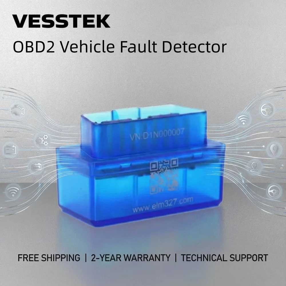 VESSTEK Super Mini OBD2 Diagnostic Interface Bluetooth 4.0 for IOS/Android ELM 327 Code Reader Tool Support Multi-brand Car
