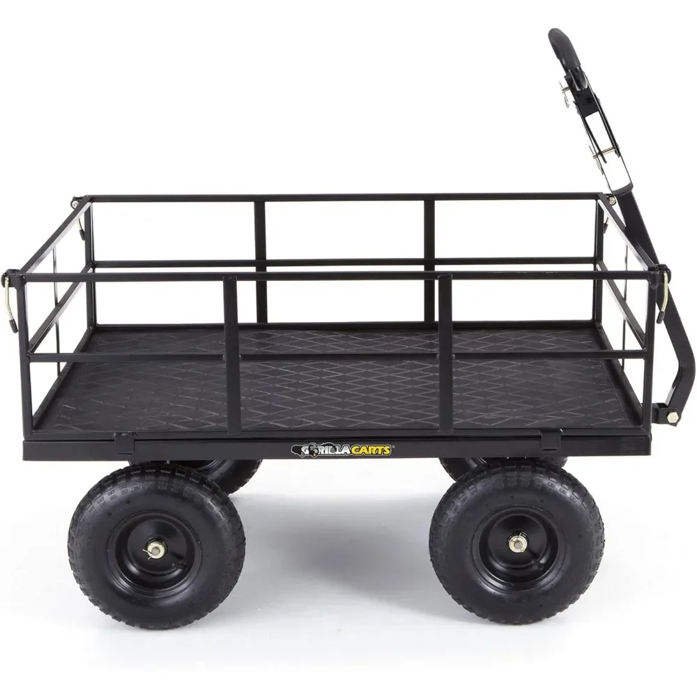 Carts Heavy Duty Utility Cart Cargo Trolleys 1200 Lb Multi-purpose Cart With Wheels Black All Terrain Garden Wagon Folding Home