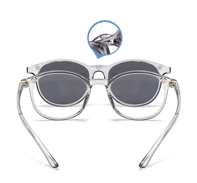 Vcka transparenten Rahmen Frauen Myopie Sonnenbrille 6 in 1 Mode polarisierten Magnet clip auf Brille verschreibung pflicht ige Brille-0.5 ~-6,0 – Detail 2