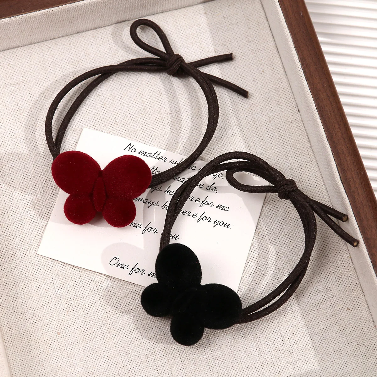 2pcs Vintage velvet korean style chill butterfly hair ties for women cute hair accessories for girls female barrettes