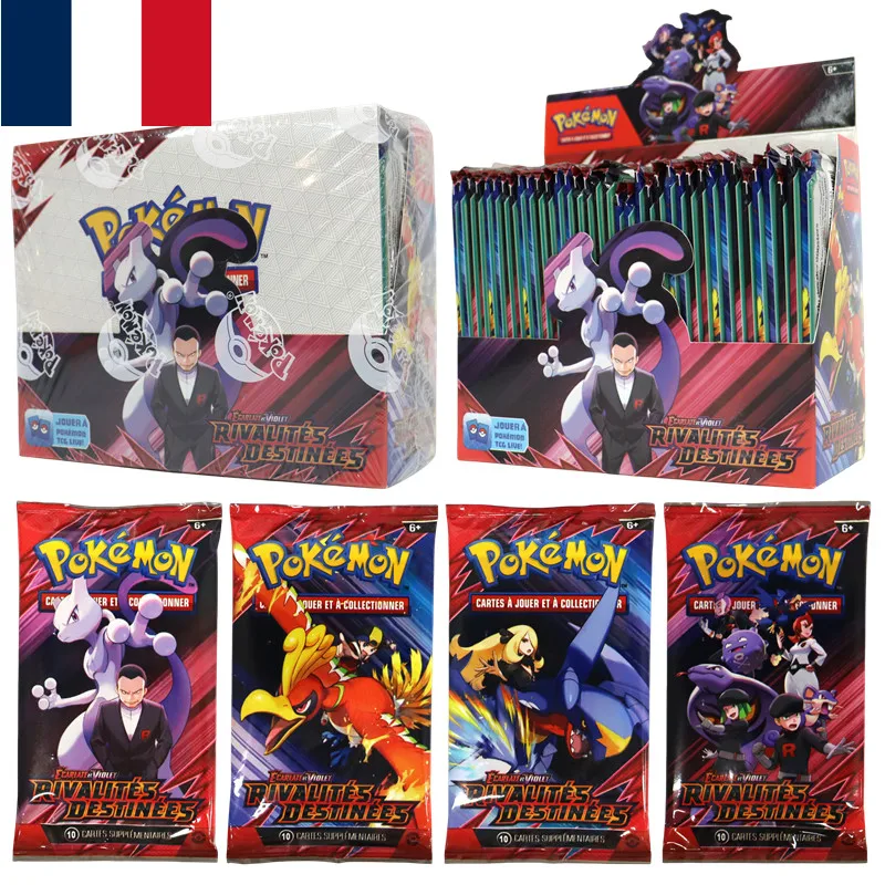Французский Pokémon TCG: TEAM ROCKET Destined Rivals Booster Box Карты Pokemon 4/36 Pack