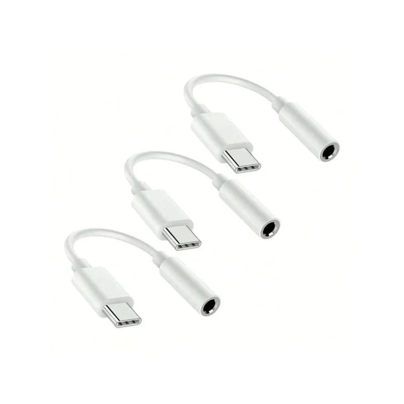 Women's USB Type C to 3.5mm Audio Dongle Cable Cord 1/2/3-Pack Compatible with iPhone 15/1 - Female to Male Adapter