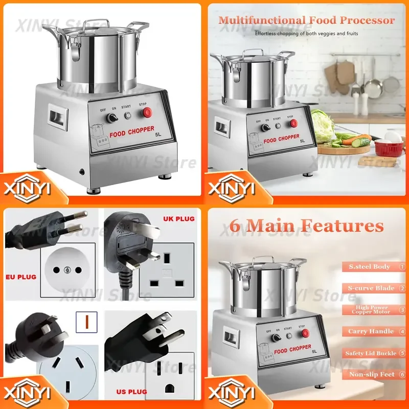 for HA05L Food Processor Vegetable Chopper 5L 550W Food Grade Stainless Steel Blades Multifunctional Kitchen Appliance