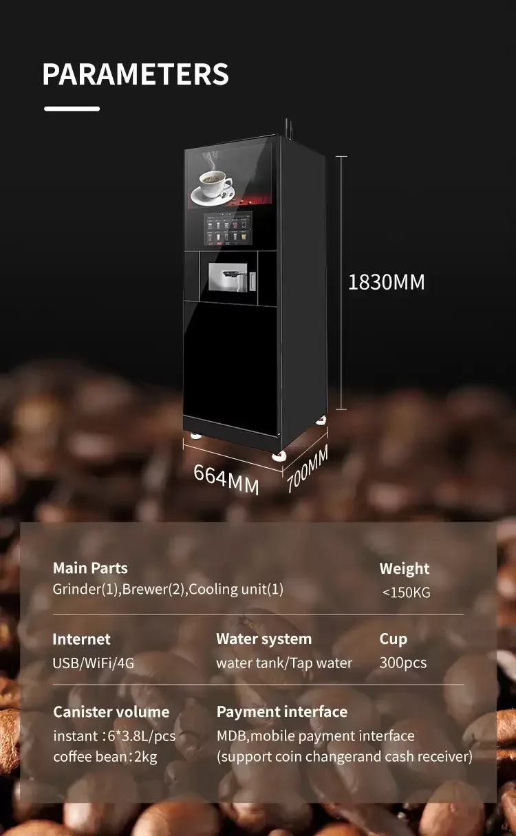 Fully Automatic Robot Coffee Vending Machine with Italy Imported Grinter