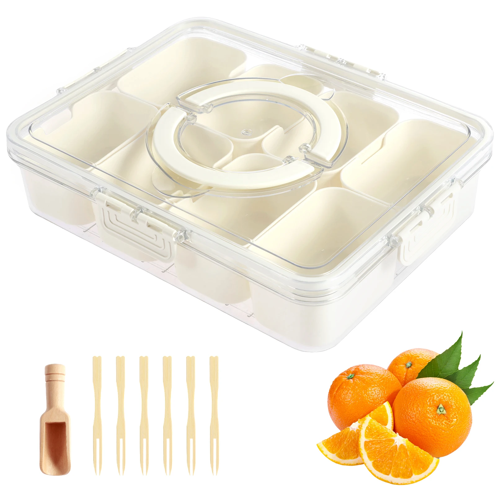 

Divided Snack Box with Lid 8 Compartment Divided Serving Tray Clear Snack Box Container Good Sealing Snack Box Plate Rectangle