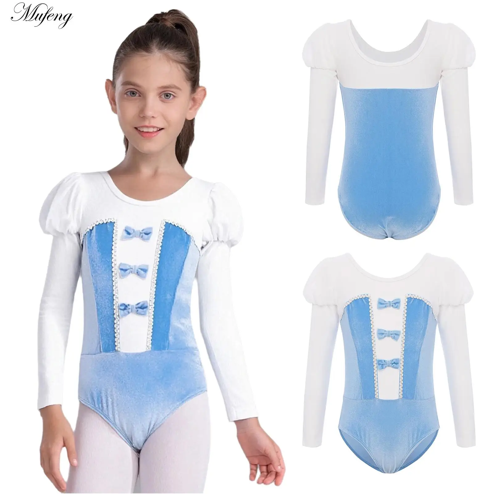 

Детский балетный гимнастический купальник для девочек, теплый бархатный купальник с длинными рукавами, боди для тренировок, катания на коньках, балерина, сценическая танцевальная одежда, костюм