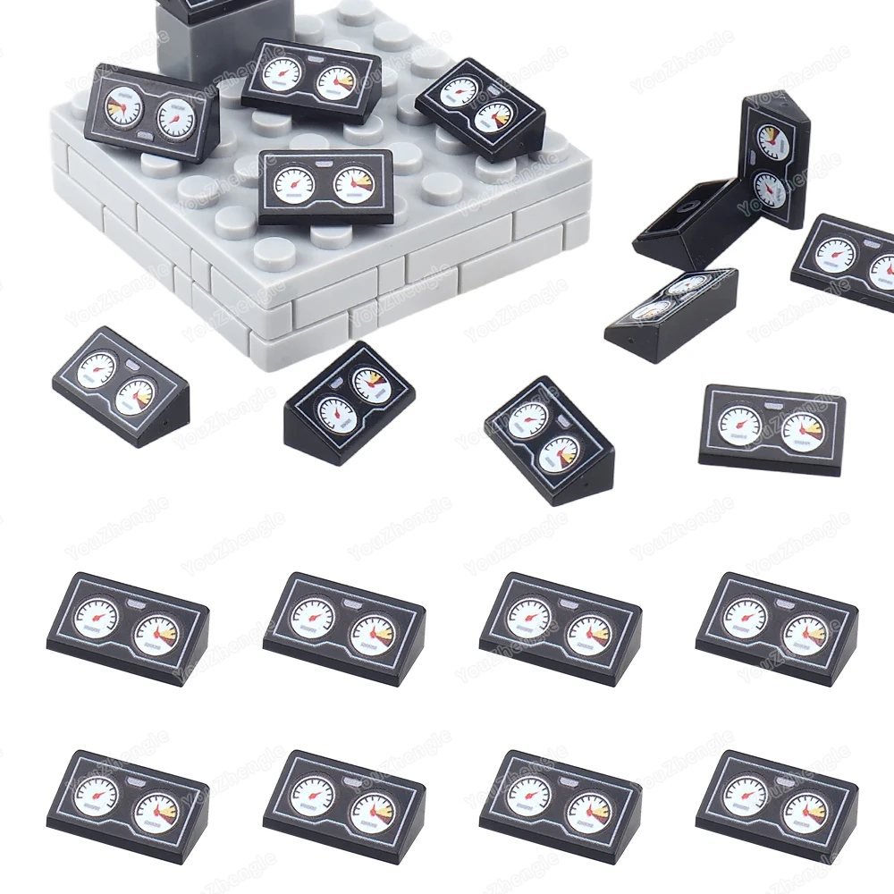 2 Instrumententafel, silberner Umriss, gedrucktes Muster, Baustein, abgeschrägt, 1 x 2 Teile, 85984, MOC-Figuren, Ausrüstung, Modell, Geschenk, Jungenspielzeug