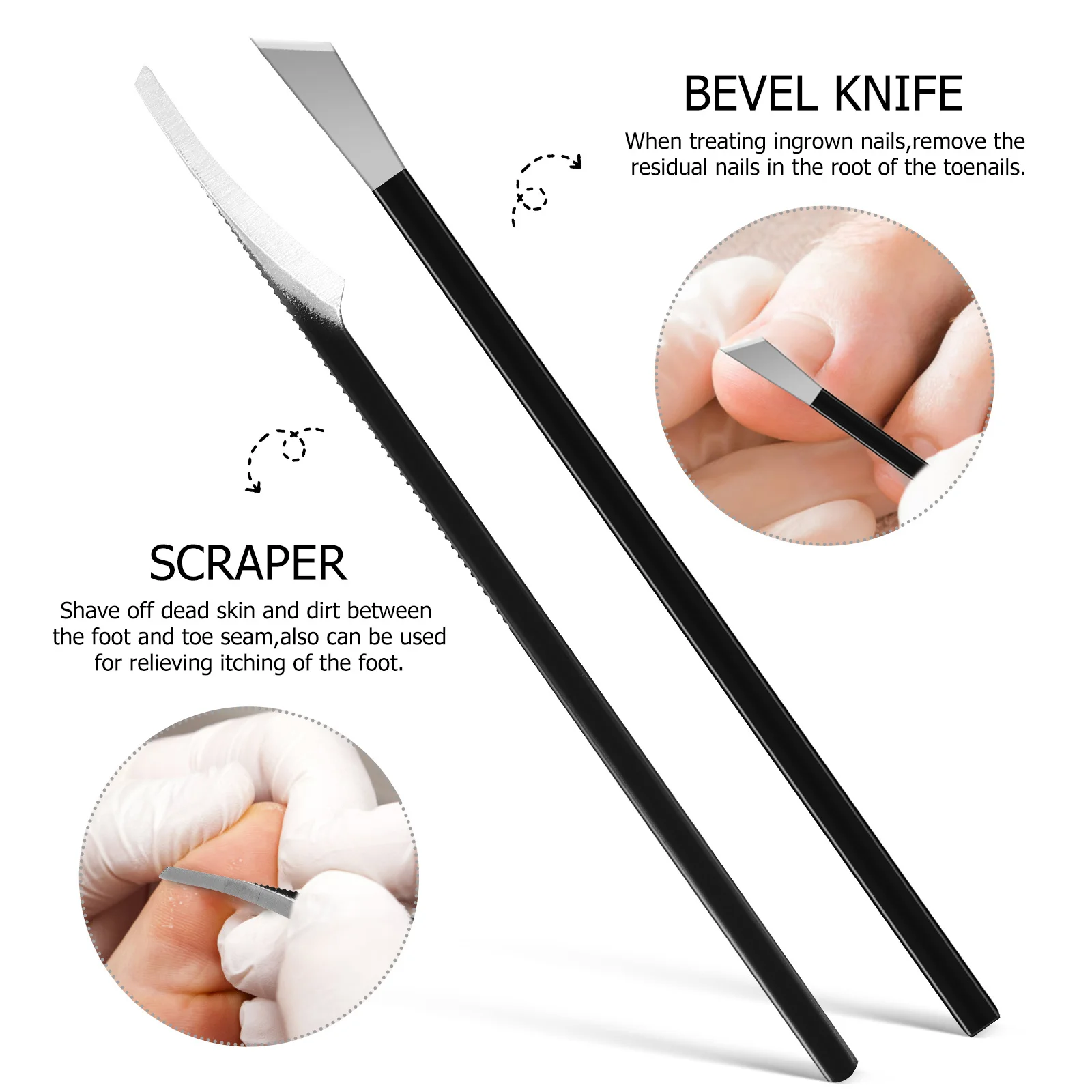 5Pcs Stainless Steel Pedicure Tools Professional Foot Scraper Kit Dead Skin Callus Removers for Salon Home Pedicure Tool