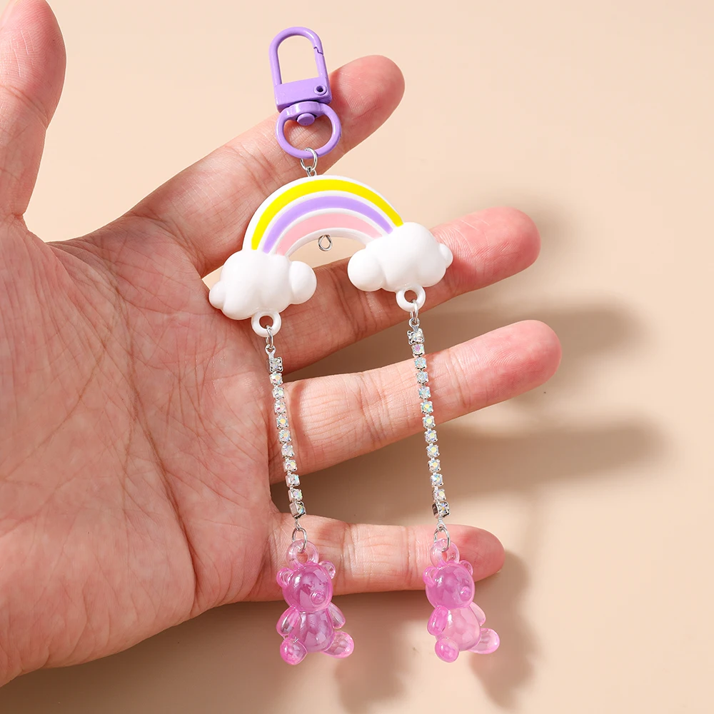 Aihua Acryl Bunter Bären-Regenbogen-Schlüsselanhänger für Damen, Modische Handtaschen- und Autoschlüsselanhänger, Mädchen- und Kinder-Neujahrs-Schmuckgeschenke – Detail 4
