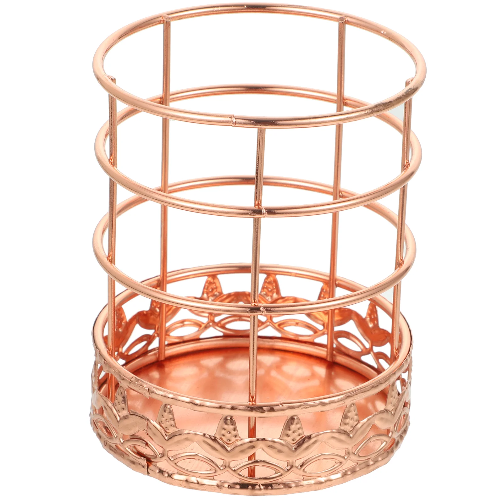 Rose Gold Pen Holder Cup Work Desk Wrought Iron Bucket Organizers and Storage Cups for Office Pencil