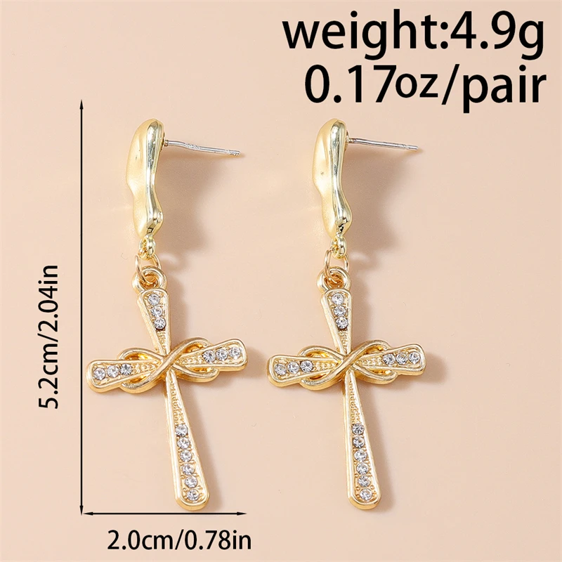 Modische Kristall-Metall-Kreuz-Ohrstecker für Frauen und Mädchen, Party- und Festival-Schmuckgeschenke – Detail 8