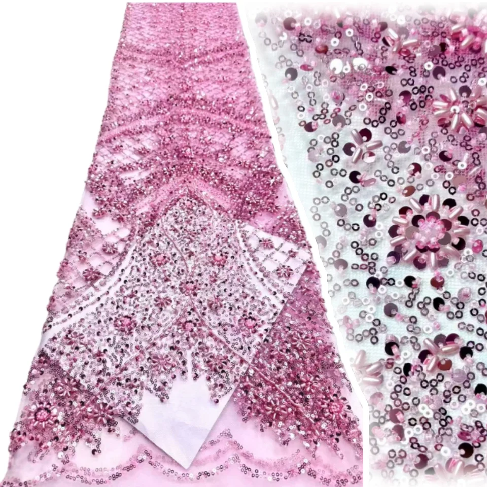 

Новейшая африканская кружевная ткань 2025 для свадебной ткани, материал свадебного кружева с блестками, роскошная африканская кружевная ткань, 5 ярдов, CC1744