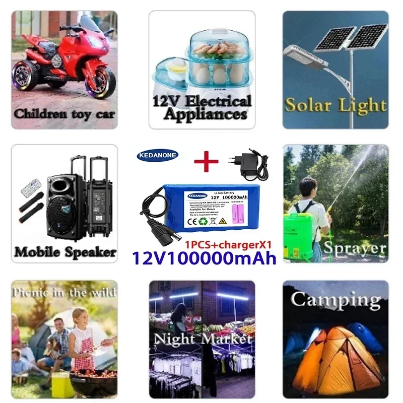 Original NEW Portable Super 12V 20000mah Battery Rechargeable Lithium Ion Battery Pack Capacity DC 12.6v 30Ah CCTV Cam Monitor + images - 6