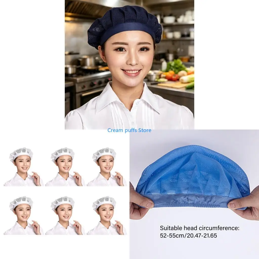 50LE Light Weight Meshes Chefs Work Hat Professional Kitchen Headwear Kitchen Cook Hat For Culinary Staff And Laboratories