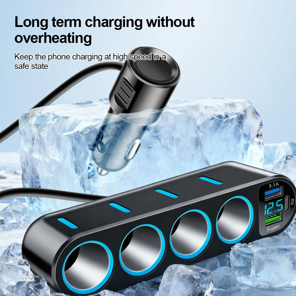 cigarette lighter multi adapter splitter car socket Three Way 12V-24V Socket Car Cigarette Splitter USB Charger and over Wagan 4-Way Automotive Socket Extender,