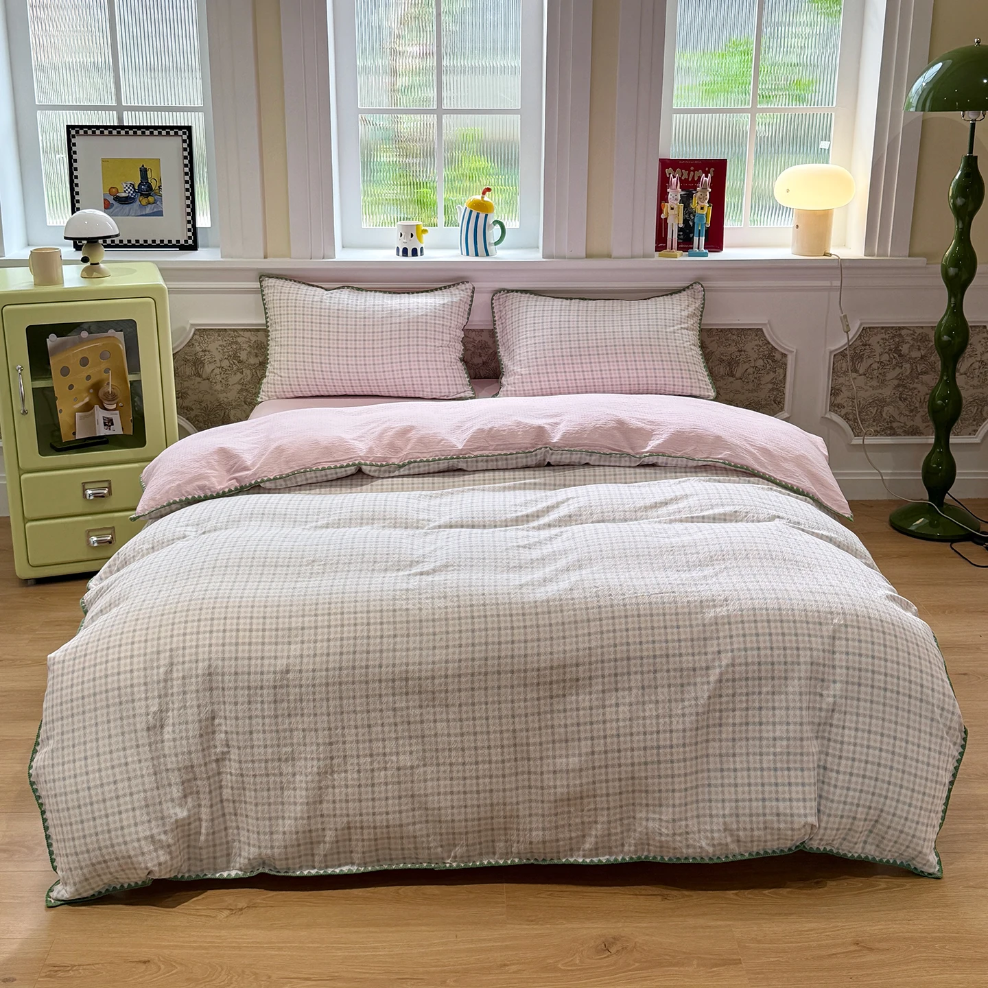 3/4pcs 100% Cotton Duvet Cover Set Ins Striped Style Bed Sheet Set Minimalist Bedding Set for All Seasons Double King Queen Size