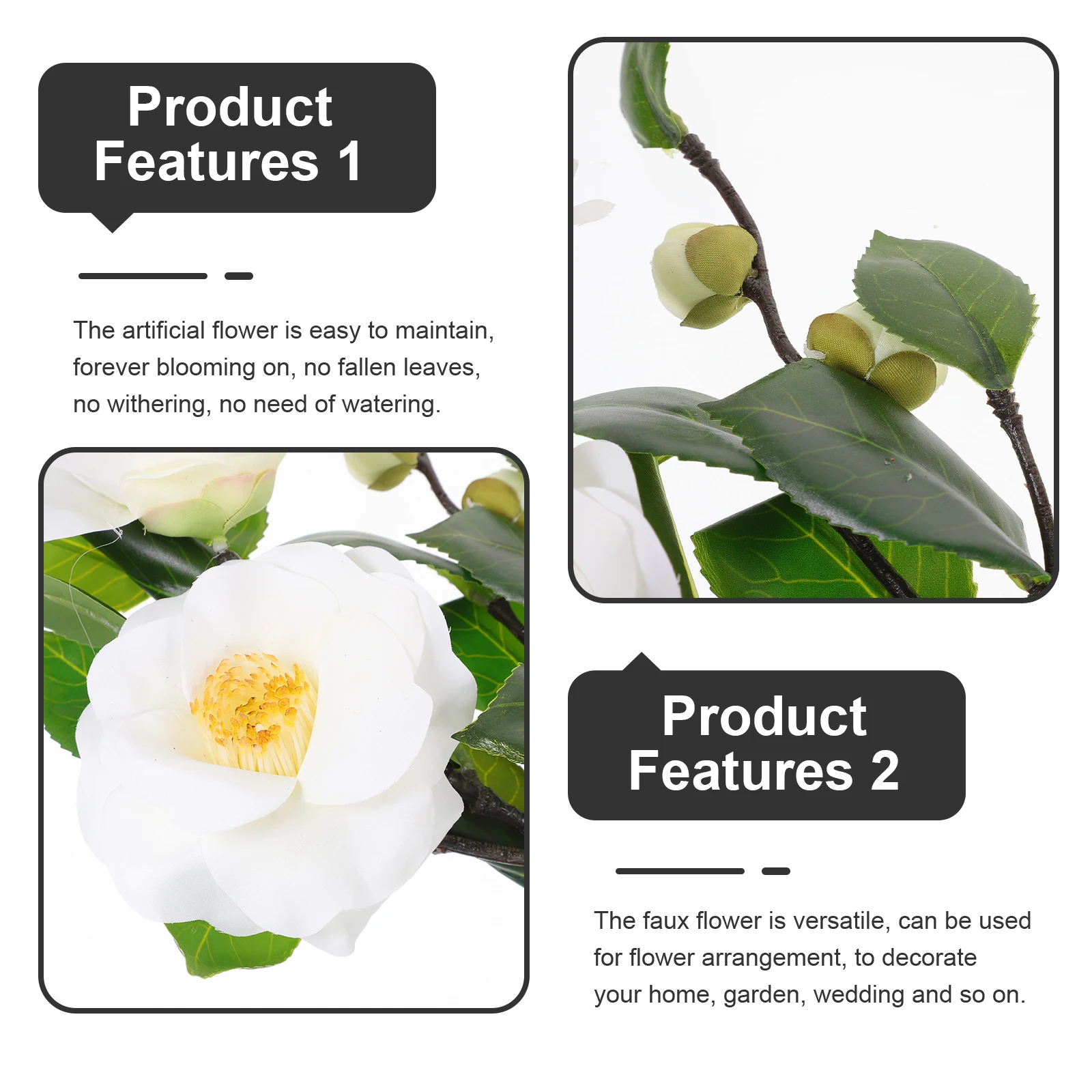 

Simulated Camellia Ornaments Fake Flowers Realistic Decor Wedding Centerpieces Room Artificial Flower Arrangement