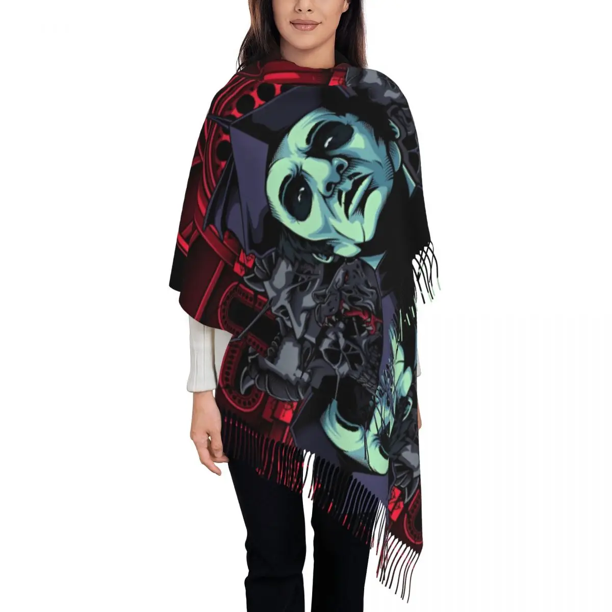 

Шаль Ghost Band для женщин, теплый большой мягкий шарф, шведский рок-группа, шаль пашмины на Хэллоуин, шарфы